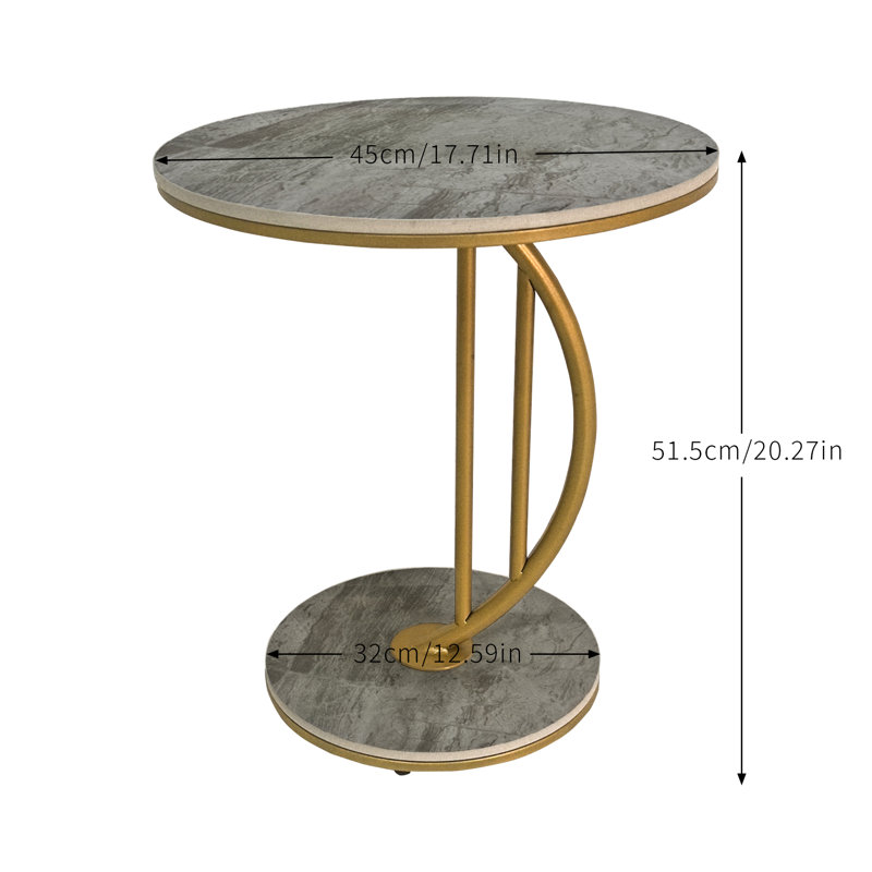 Azka End Table, Grey/Gold