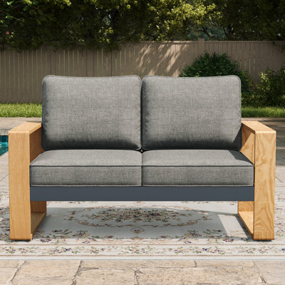 Modern Outdoor Aluminum 2-seat Loveseat With Cushions, All-weather Metal Patio Furniture