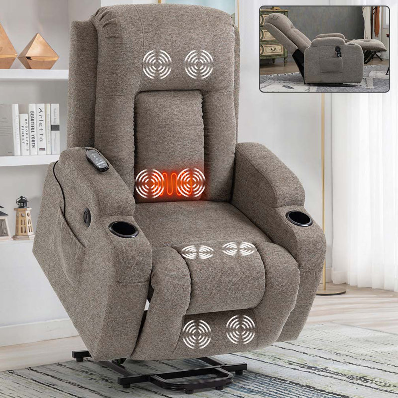 Fauteuil inclinable Power Lift avec mécanisme de mouvement robuste avec massage par vibration à 8 points et chauffage lombaire