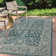 Haupt Vine and Border Textured Weave Teal/Gray Indoor/Outdoor Rug