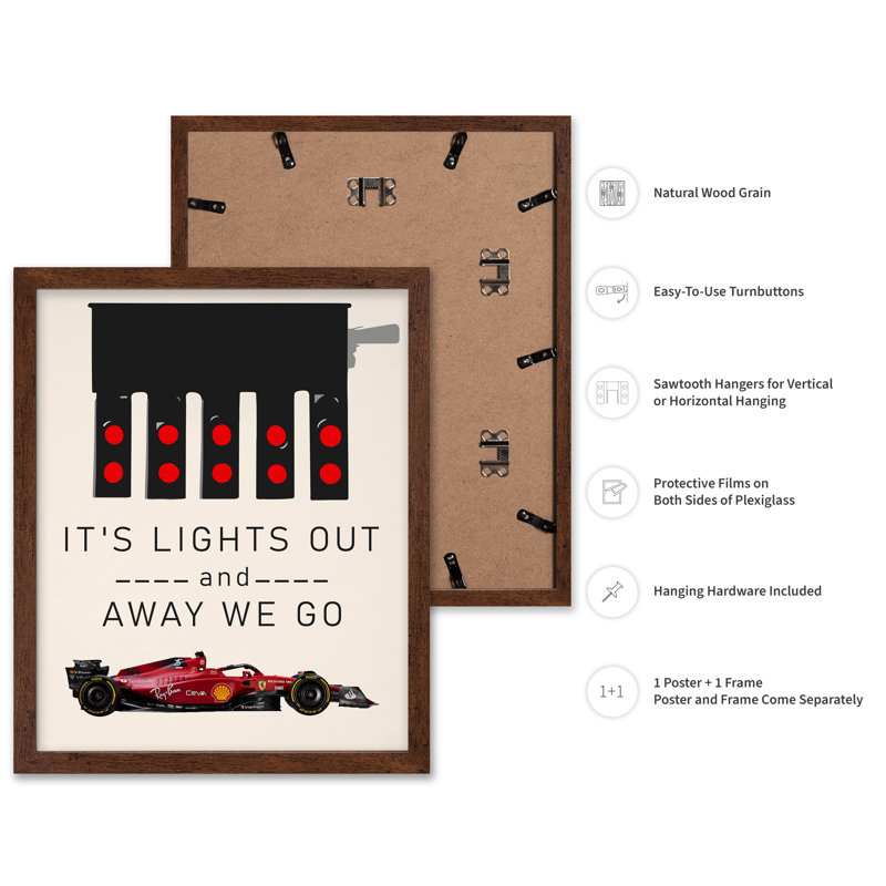 It's Lights Out, Poster, Brown Framed, 11"H x 14"W