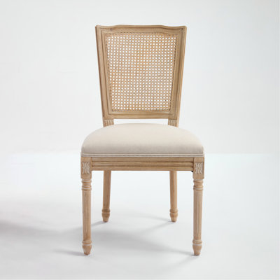 French Country Dining Chairs Of 2, Beige Upholstered, Natural Back, Wire Drawing And Carving, Disassemblable, Appropriate For Restaurant Home Use, Sol by Ophelia & Co.