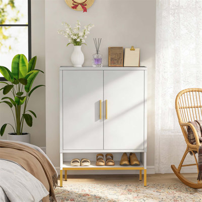 40'' Tall 2-Doors Metal 7-Tier Hidden Shoe Organizer, Modern Narrow Shoe Storage Cabinet With Adjustable Shelves For Entryway And Closet