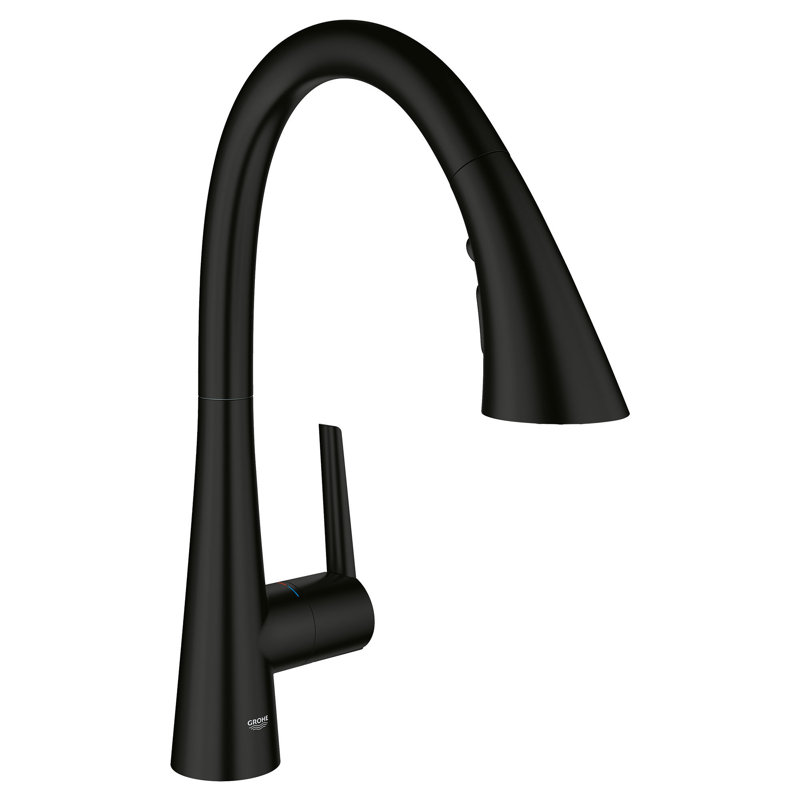 Robinet de cuisine à poignée simple Zedra, Noir mat