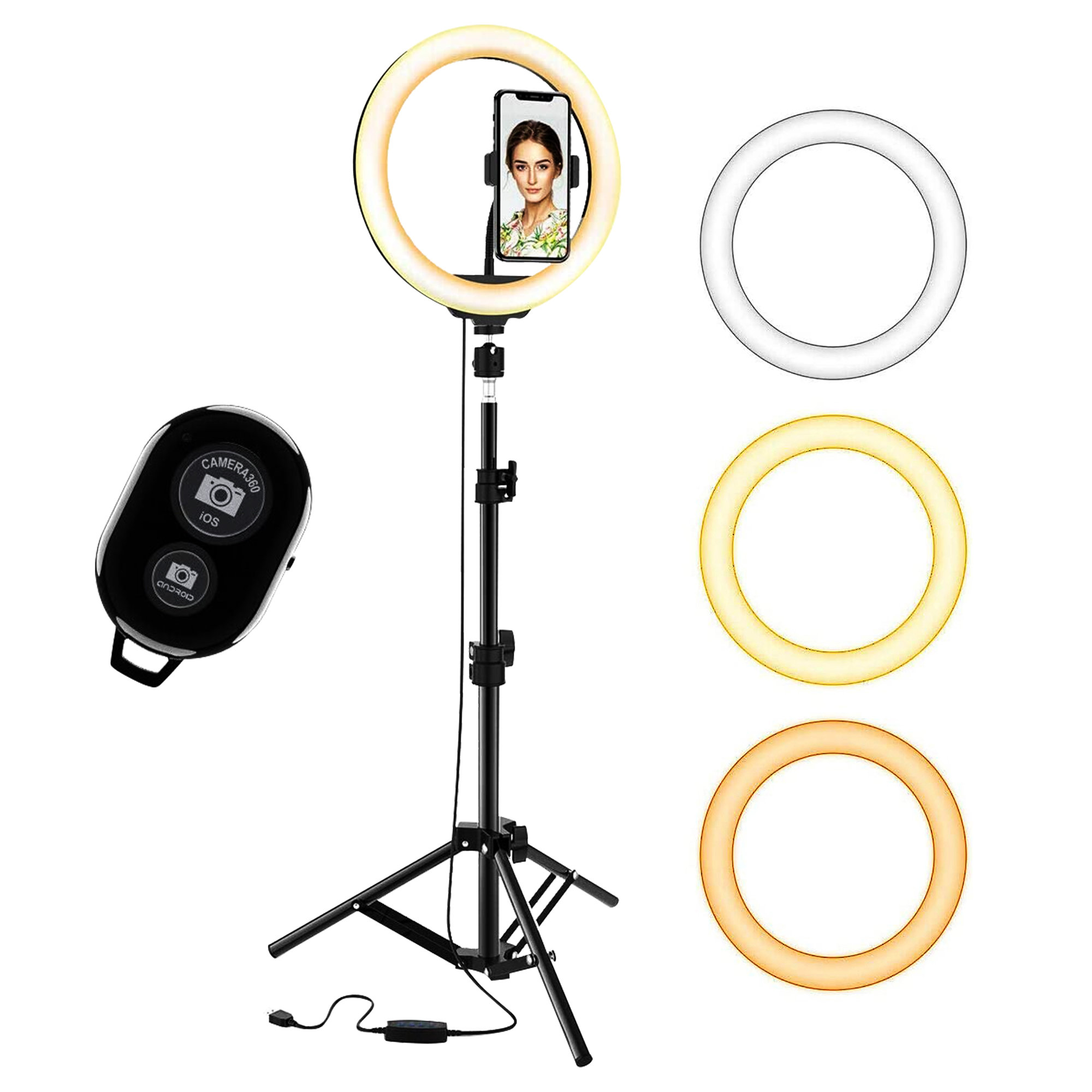LED selfie ring light with flexible phone holder, portable beauty fill  light, phone holder, vertical streamer