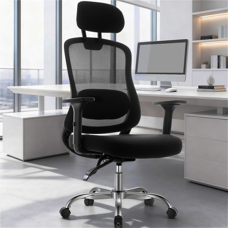 Ergonomic Mesh Office Chair with 3D Armrests, Adjustable Lumbar Support & Headrest, High-Back Computer Desk Chair for Home Office