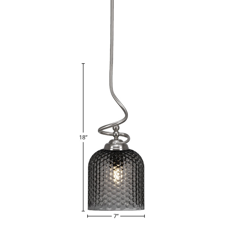 Luminaire suspendu Capri, fini nickel brossé et verre texturé fumé de 7 po