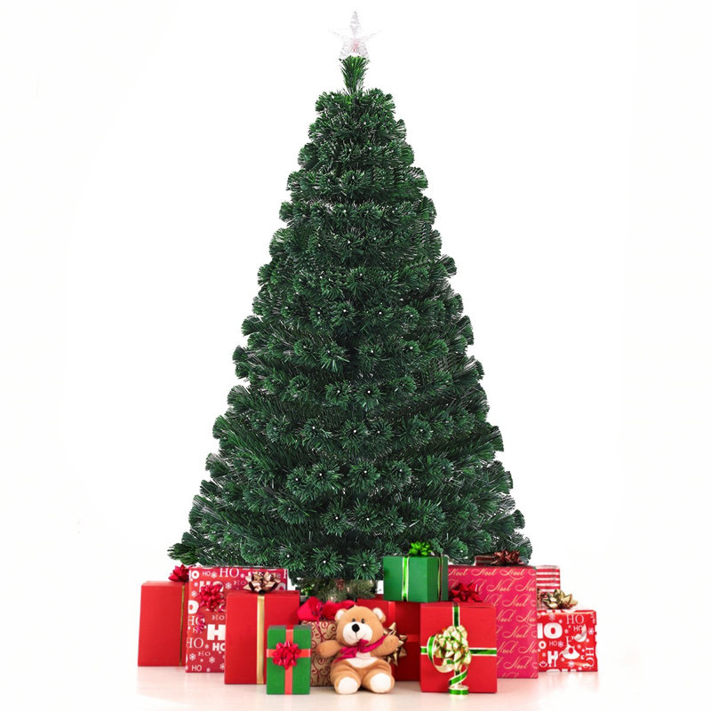 Arbre de Noël artificiel en PVC avec lumière DEL et base en métal, H 6 pi