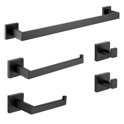 ANZZI 5-Piece Matte Black Bathroom Accessories Set