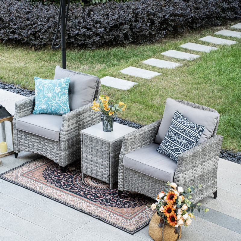 2 chaises Alseepa en osier / rotin avec table d'appoint