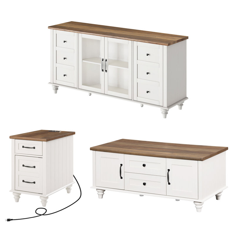 Scarlett Coffee Table Set, 3 Pcs: End Table, Console Table, Coffee Table