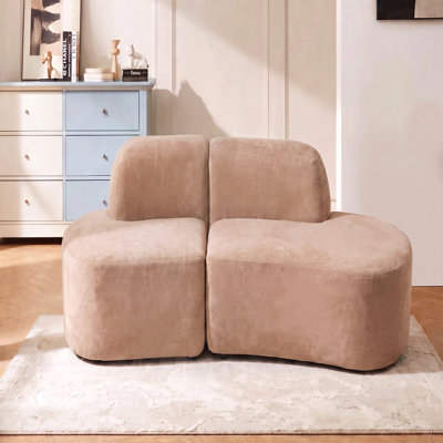 Canapé d'angle modulaire incurvé de 244 cm (96 po), canapé moderne Cloud sans structure, assise profonde, canapé lounge rembourré en tissu éponge moelleux compressé pour salon, aucun assemblage requis