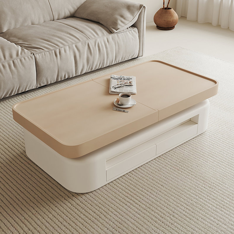 Creamy style multi-functional creative tea table, Light Brown