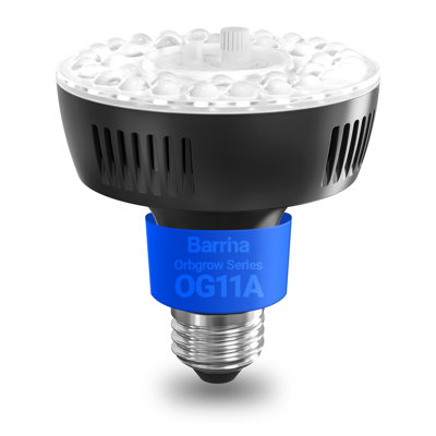 Barrina Orbgrow Og11a Grow Light Bulbs For Indoor Plants, Integrated Dimming & Timing, 5000k 11w(100 Watt Equiv), E26 Plant Light Bulb, Full Spectrum, High Ppfd For Seeds And Greens, 1 Pack, Black