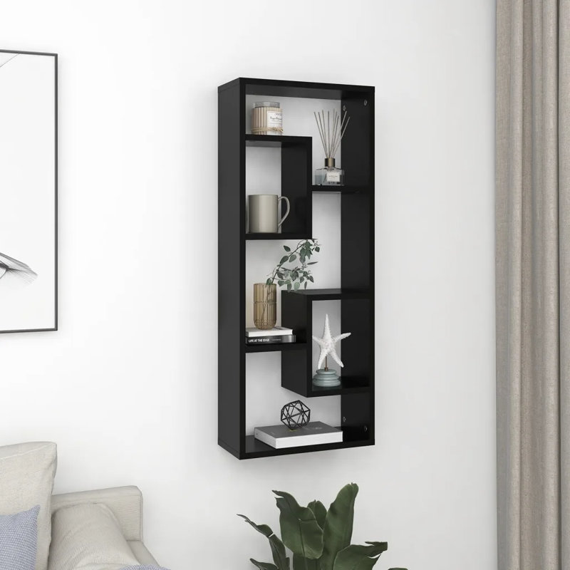 vidaXL Wall Shelf Wall-Mounted Display Storage Shelf Rack Engineered Wood, Dark Brown
