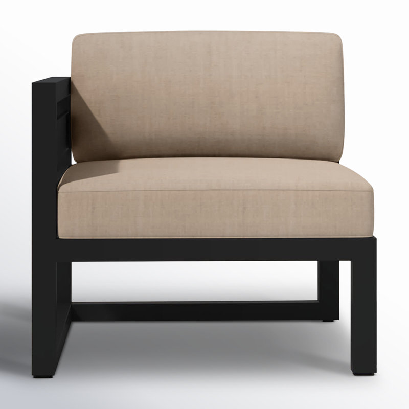 Avion Outdoor One Arm Lounge Chair, Canvas Charcoal Sunbrella® Canvas, Black