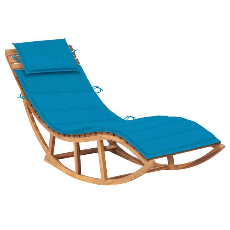 Chaise longue simple en teck de 24 po avec coussins Wally, Vert