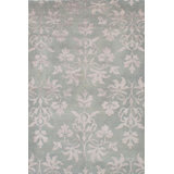 Tapis unique noué à la main 5 pi 4 po x 8 pi vert clair des années 2010 Fjoralba