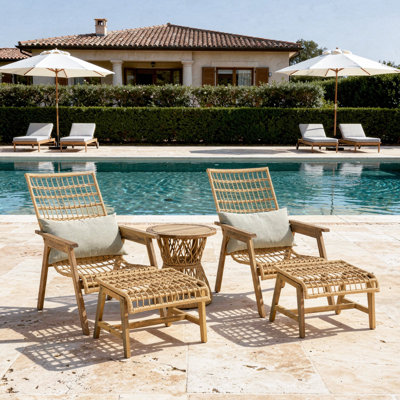 5-Piece Patio Lounge Set – 2 Chairs, 2 Ottomans & 1 Table