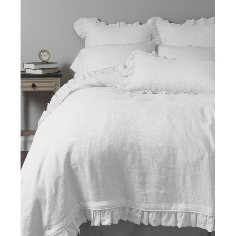 Basillo Linen Duvet Cover, Ivory, Queen