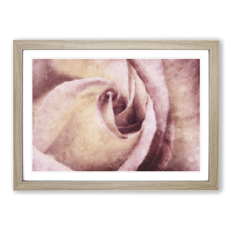 Pink Rose Flower Vol.6 - Framed Print, 27cm H x 36cm W x 2cm D, Oak Framed
