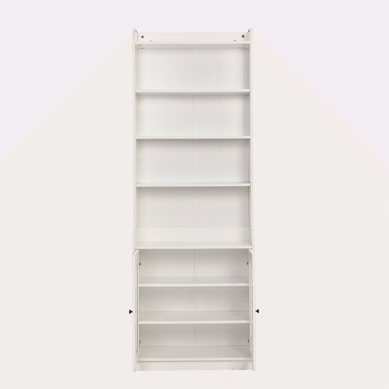 Élégante armoire haute avec porte en acrylique, buffet polyvalent aux courbes gracieuses, bibliothèque contemporaine avec tablettes réglables pour le salon