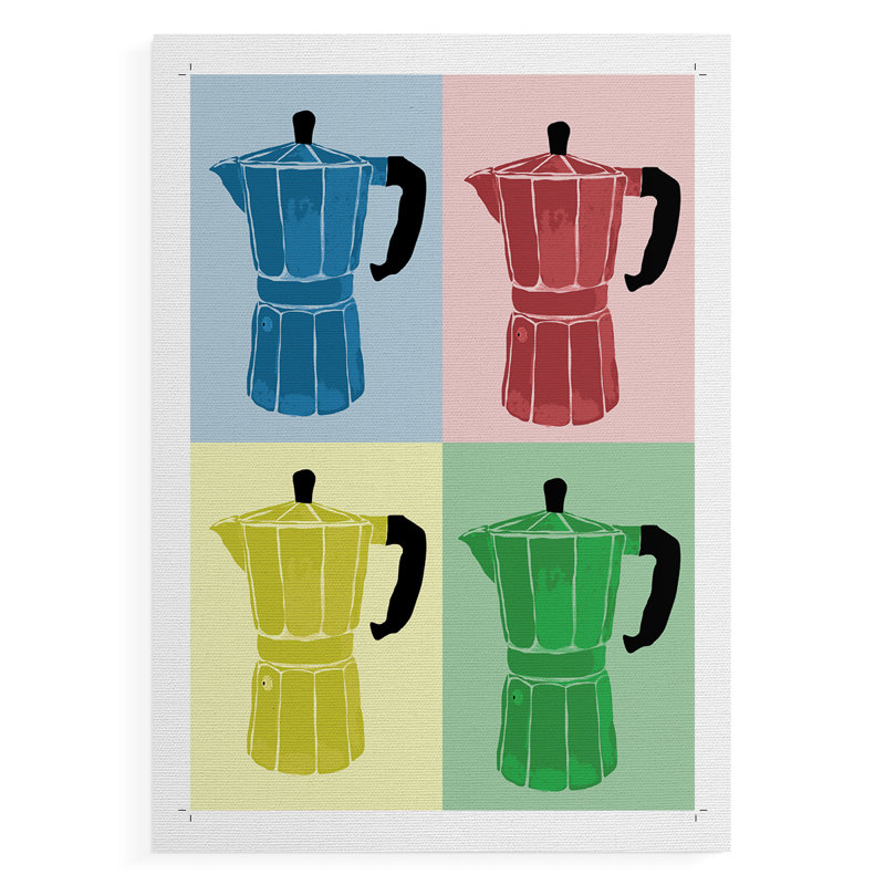 Moka Pot Colorblock - Impression sur toile seulement - NON-CADRE, H 18 po x l 12 po