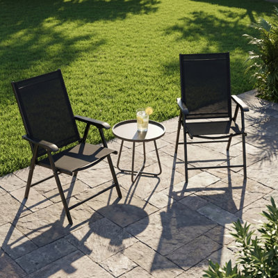Outdoor Patio Chair Set (2-Piece) Stackable Portable, Black