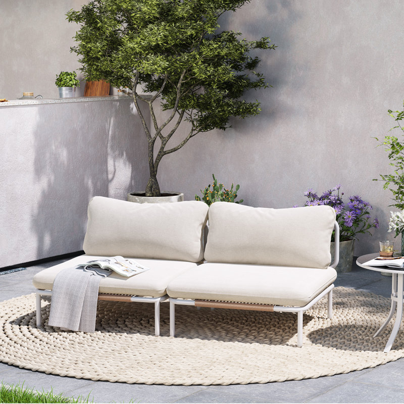 Ensemble modulaire de patio extérieur en aluminium 94,5 po (ensemble de 4), Beige, 4