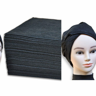 EcoSoft Luxe Spa Towels - Premium, Large, Absorbent, Disposable Towels for Salon, Spa, Hair, Face, Body - Black, 50-Pack