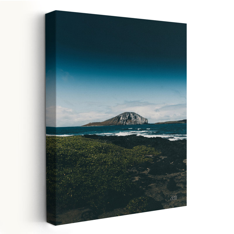 Humeur hawaïenne côtière noir bleu paysage côtier vert, H 48 po x l 32 po