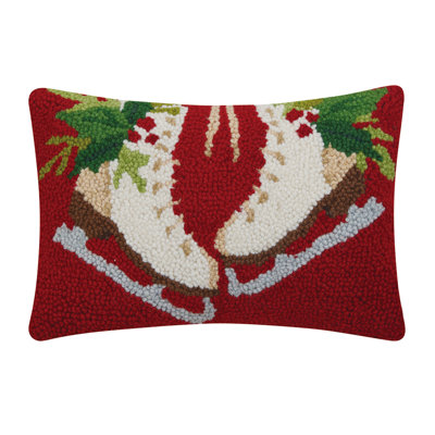 Holiday Ice Skates Petite Size Wool Hook Pillow