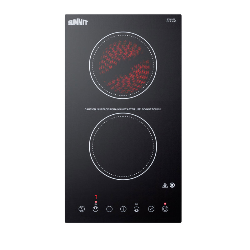 Black Ceramic Glass 2 Burner Electric Cooktop with Touch Control