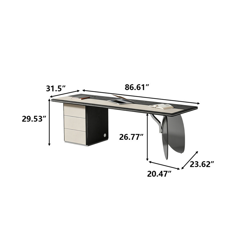 86.61"Luxury and high-end rectangular executive desk, 29.53" H x 86.61" W x 31.5" D