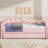 Twin XL Upholstered Daybed with Trundle, Velvet Sofa Bed with Adjustable LED Light, No Box Spring Needed, Pink-979853773