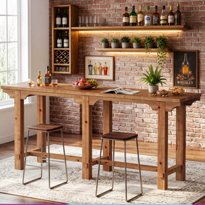 78.74" Extra Long Solid Wood Bar Table