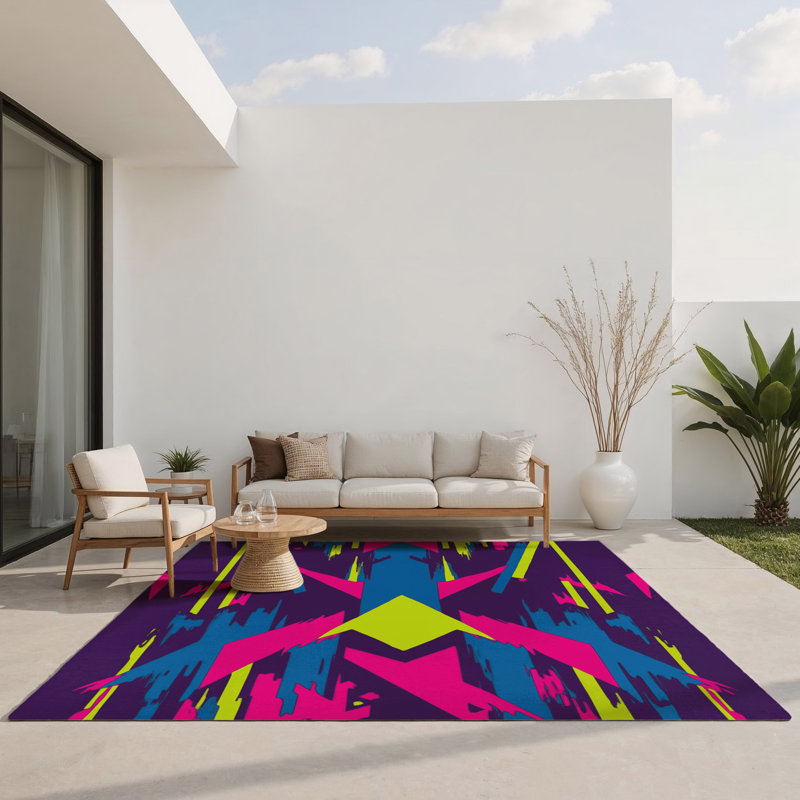 Tapis intérieur et extérieur Warp Line, Rectangulaire 3 pi x 5 pi