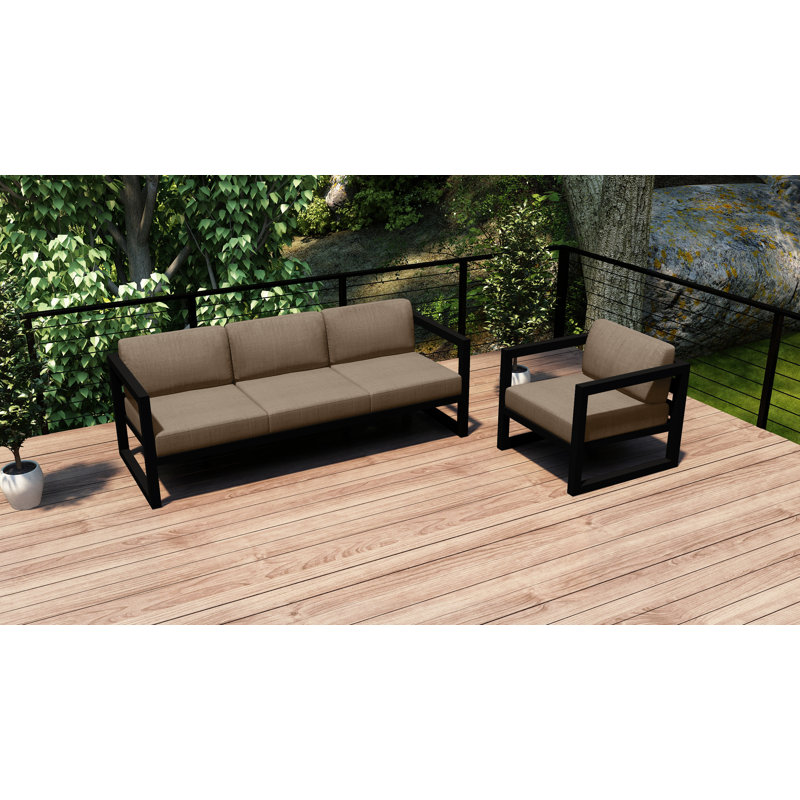 Avion 2 Piece Sofa Set, Canvas Charcoal Sunbrella® Canvas, Black