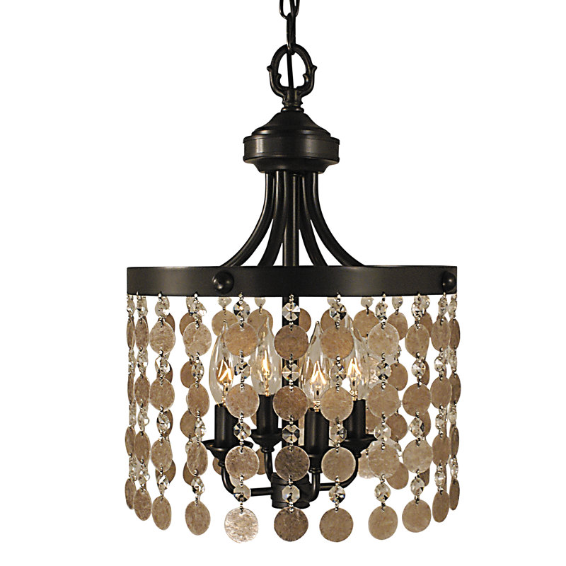 Luminaire suspendu cylindrique unique à 4 lumières Cleghorn, Nickel brossé