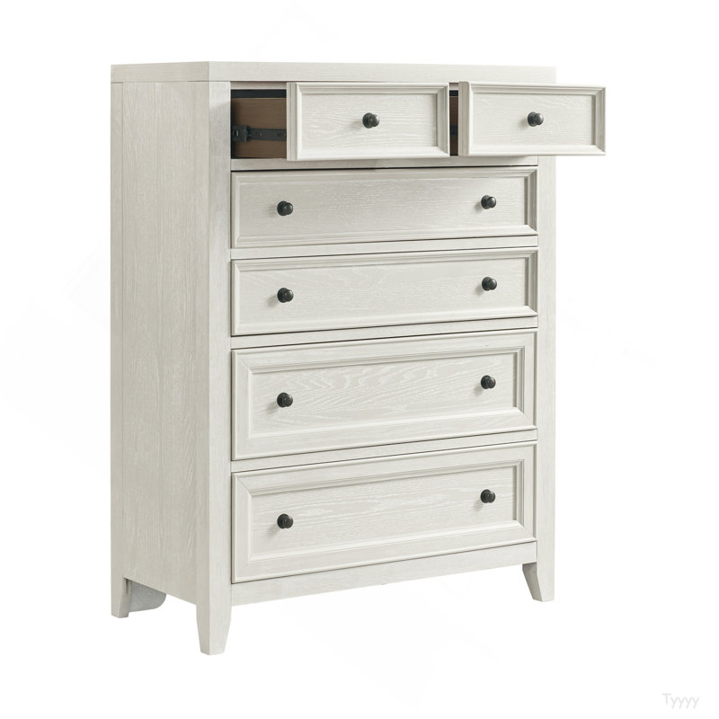 Gypsum Whitewash 6-Drawer Chest, White