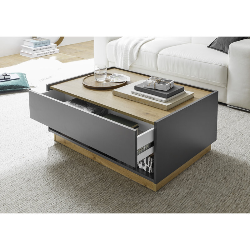 Alleghenyville Solid Coffee Table with Storage, Anthracite, 80cm H x 90cm W x 60cm D