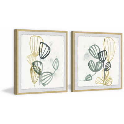 « abstract sea fan v », ensemble de 2 reproductions de peintures à l’aquarelle encadrées