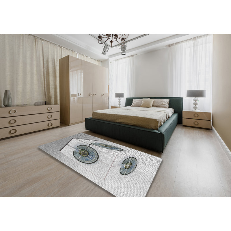 Tapis zone grise à motifs, Rectangle 5 pi x 8 pi