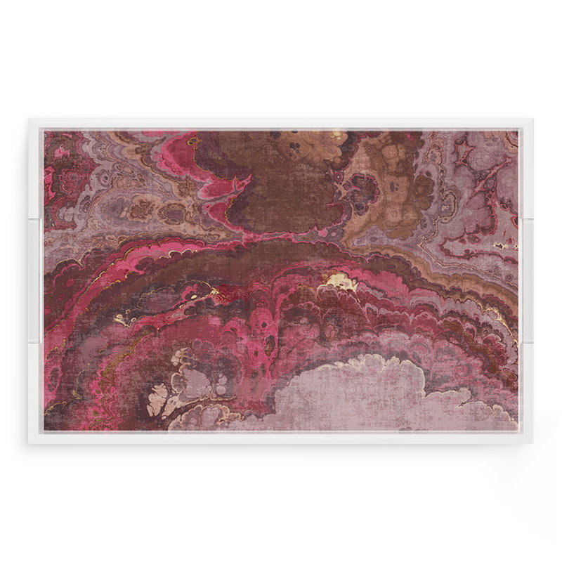 Agate Malachite Acrylic Rectangle Decorative Tray, 22.5"W x 14.5"D x 2"H, Rococco