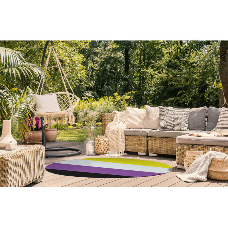 Samoni Chenille Striped Indoor / Outdoor Rug, Rectangle 4' x 6'