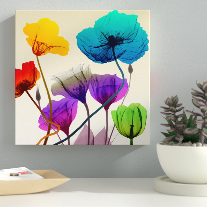 « floral calme pop », reproduction d’impression sur toile tendue, H 12 po x l 12 po