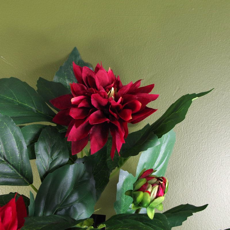 50cm Faux Flowering Plant in Pot Liner, Red