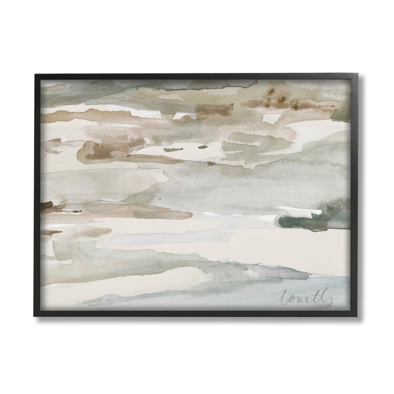 Montagne, rivière, ruisseau, ruisseau, aquarelle, H 30 po x l 24 po, Giclée encadrée noir minuit