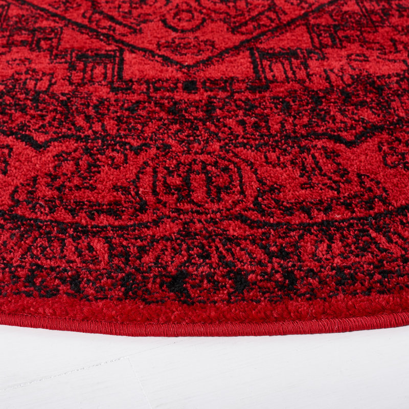 Tapis oriental rouge / noir Nicarla, Rond 6 pi