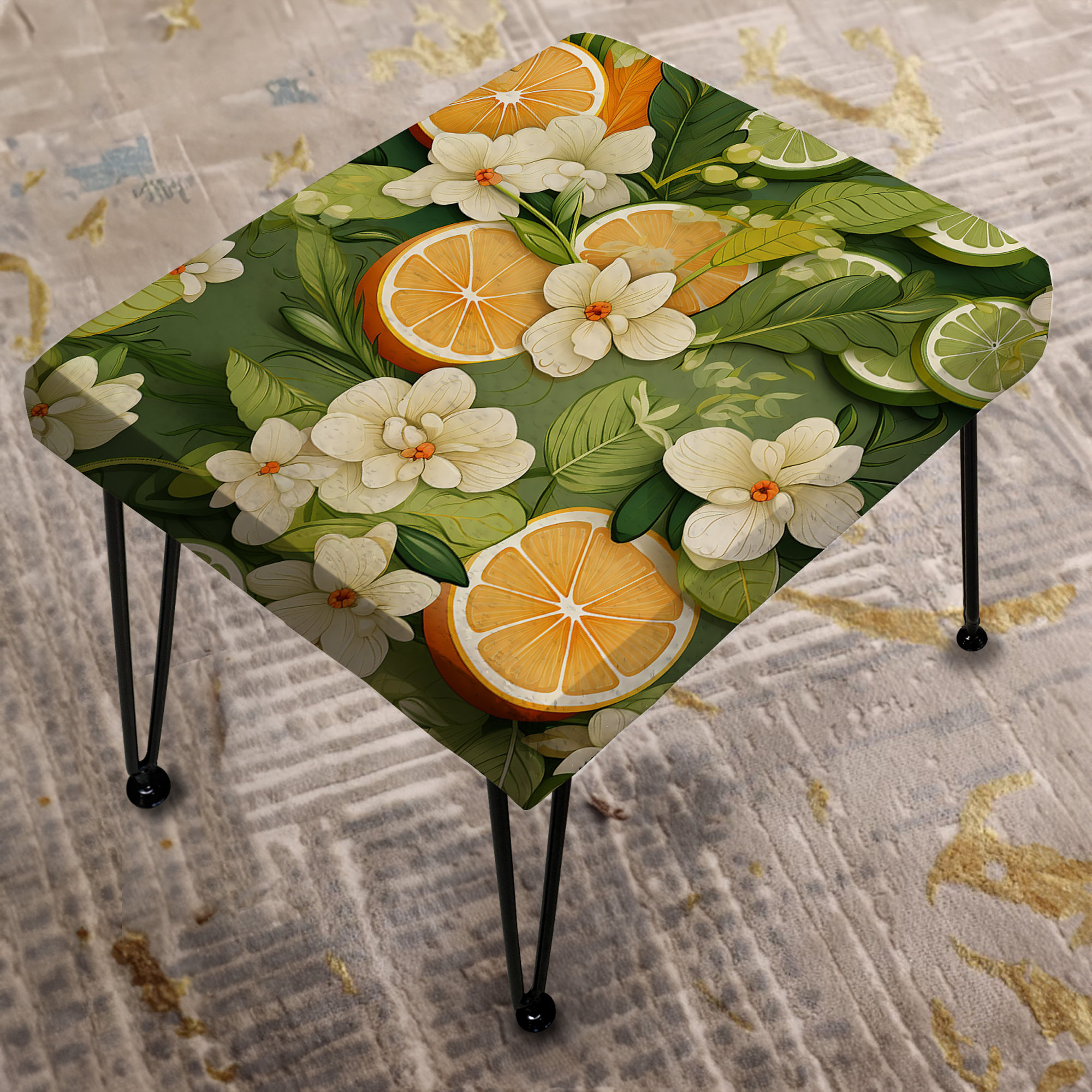 Design Art Citrus Zest Tropical Pattern - Tropical Rectangle Ottoman ...